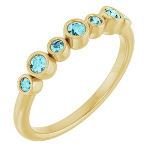 14K Yellow Gold Natural Blue Zircon Bezel-Set Ring