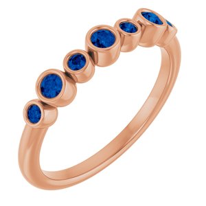 14K Rose Gold Natural Blue Sapphire Bezel-Set Ring