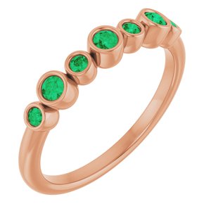 14K Rose Gold Natural Emerald Bezel-Set Ring