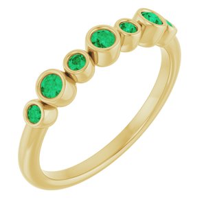 14K Yellow Gold Natural Emerald Bezel-Set Ring