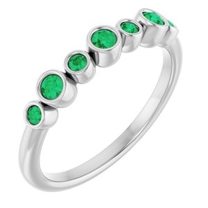 Platinum Natural Emerald Bezel-Set Ring
