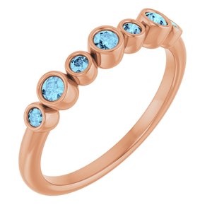 14K Rose Gold Natural Aquamarine Bezel-Set Ring