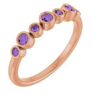 14K Rose Gold Natural Amethyst Bezel-Set Ring
