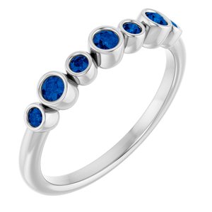 Platinum Natural Blue Sapphire Bezel-Set Ring