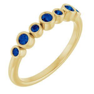 14K Yellow Gold Natural Blue Sapphire Bezel-Set Ring