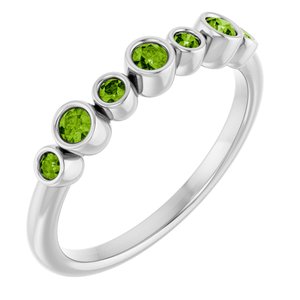 Sterling Silver Natural Peridot Bezel-Set Ring