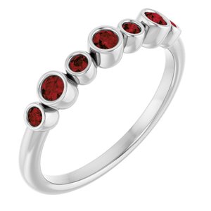 Platinum Natural Mozambique Garnet Bezel-Set Ring
