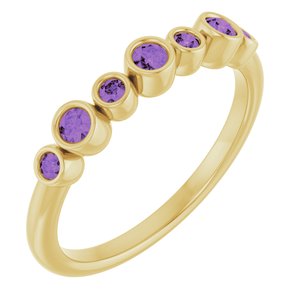14K Yellow Gold Natural Amethyst Bezel-Set Ring