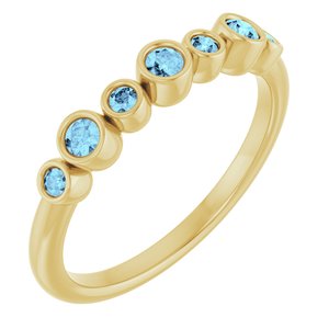 14K Yellow Gold Natural Aquamarine Bezel-Set Ring