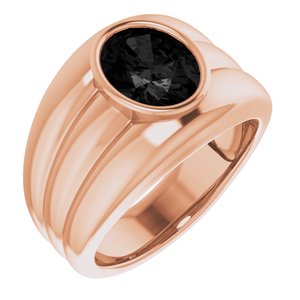 14K Rose Gold Natural Black Onyx Bezel Ring