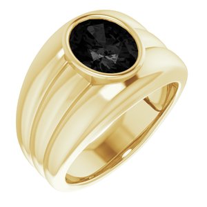 14K Yellow Gold Natural Black Onyx Bezel Ring