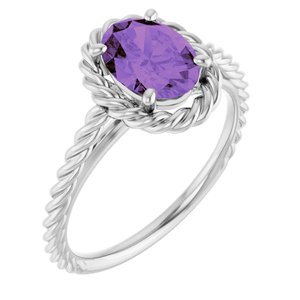 Platinum Natural Amethyst Rope Ring