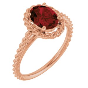 14K Rose Gold Natural Mozambique Garnet Rope Ring