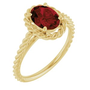 14K Yellow Gold Natural Mozambique Garnet Rope Ring