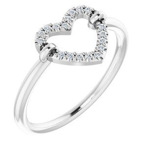 Sterling Silver .07 CTW Natural Diamond Heart Ring