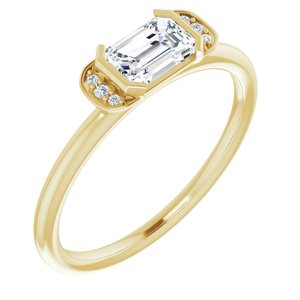 14K Yellow Gold Natural White Sapphire & .02 CTW Natural Diamond Stackable Ring