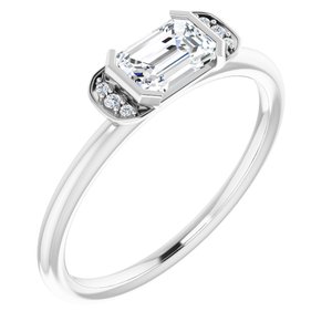 14K White Gold Natural White Sapphire & .02 CTW Natural Diamond Stackable Ring