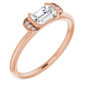 14K Rose Gold Natural White Sapphire & .02 CTW Natural Diamond Stackable Ring