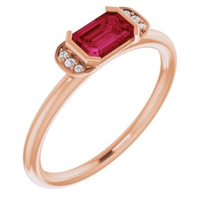 14K Rose Gold Lab-Grown Ruby & .02 CTW Natural Diamond Stackable Ring