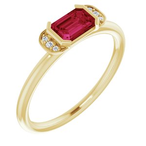 14K Yellow Gold Natural Ruby & .02 CTW Natural Diamond Stackable Ring