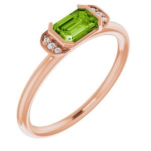 14K Rose Gold Natural Peridot & .02 CTW Natural Diamond Stackable Ring