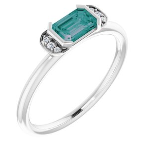 Sterling Silver Lab-Grown Alexandrite & .02 CTW Natural Diamond Stackable Ring