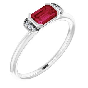 Platinum Natural Ruby & .02 CTW Natural Diamond Stackable Ring