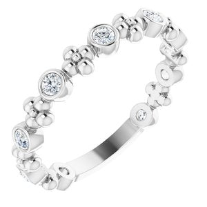 14K White Gold 1/4 CTW Natural Diamond Beaded Ring