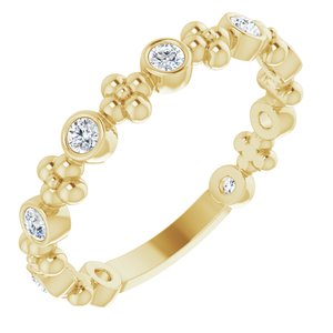 14K Yellow Gold 1/4 CTW Natural Diamond Beaded Ring