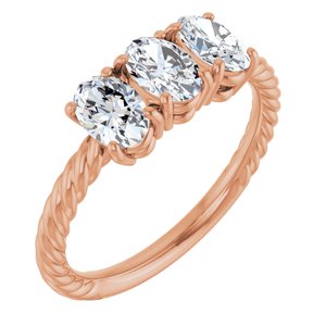 14K Rose Gold 1 1/5 CTW Lab-Grown Diamond Three-Stone Ring