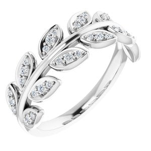 Platinum 1/5 CTW Natural Diamond Leaf Ring