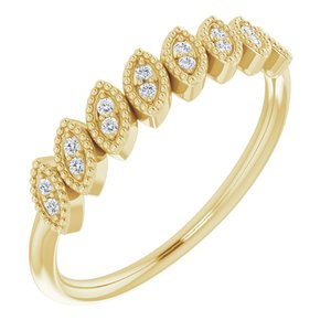 14K Yellow Gold 1/8 CTW Natural Diamond Leaf Ring