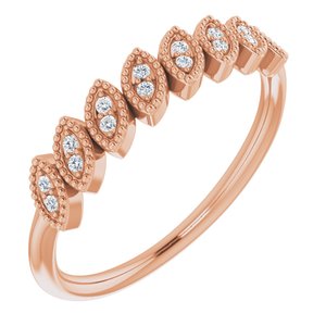 14K Rose Gold 1/8 CTW Natural Diamond Leaf Ring