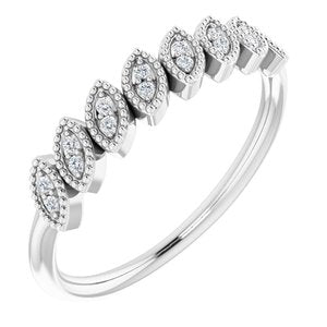 Platinum 1/8 CTW Natural Diamond Leaf Ring