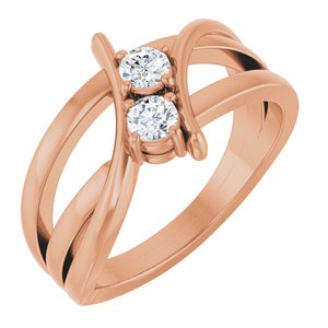 14K Rose Gold 1/4 CTW Lab-Grown Diamond Two-Stone Ring