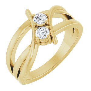 14K Yellow Gold 1/4 CTW Lab-Grown Diamond Two-Stone Ring