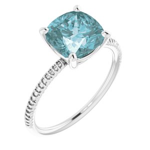 14K White Gold Natural Sky Blue Topaz