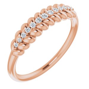 14K Rose Gold 1/10 CTW Natural Diamond Rope Ring