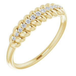 14K Yellow Gold 1/10 CTW Natural Diamond Rope Ring
