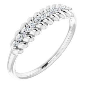 14K White Gold 1/10 CTW Natural Diamond Rope Ring