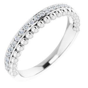 14K White Gold 1/5 CTW Natural Diamond Beaded Ring