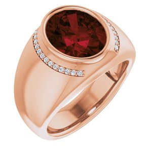14K Rose Gold Natural Mozambique Garnet & 1/8 CTW Natural Diamond Ring