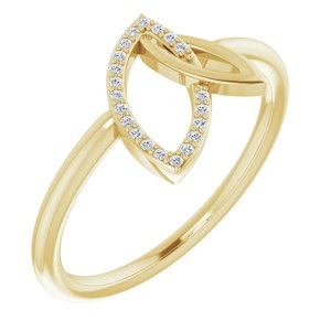 14K Yellow Gold .05 CTW Natural Diamond Double Leaf Ring