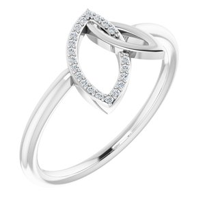 14K White Gold .05 CTW Natural Diamond Double Leaf Ring