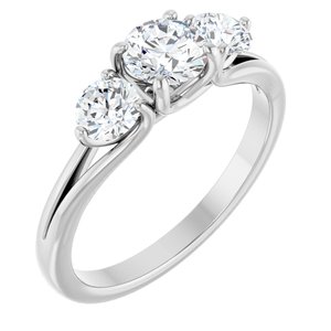 14K White 1 CTW Natural Diamond Three-Stone Engagement Ring