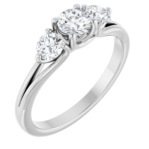 14K White 3/4 CTW Natural Diamond Three-Stone Engagement Ring