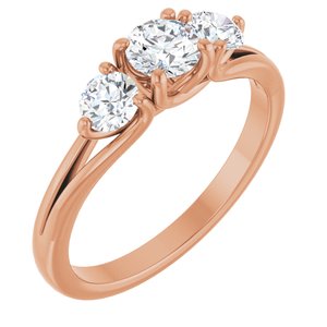 14K Rose 3/4 CTW Natural Diamond Three-Stone Engagement Ring