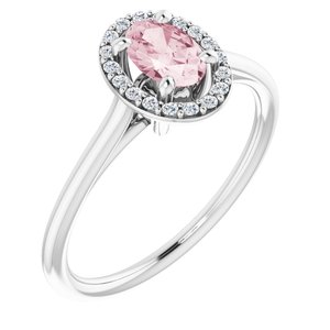 14K White Gold Natural Pink Morganite & 1/10 CTW Natural Diamond Ring