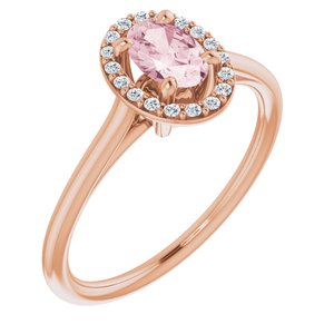 14K Rose Gold Natural Pink Morganite & 1/10 CTW Natural Diamond Ring