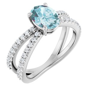 14K White Gold Natural Sky Blue Topaz & 1/3 CTW Natural Diamond Ring